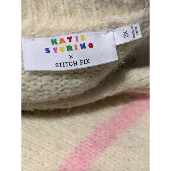 Beautiful Katie Sturino x Stitch Fix Womens Oversized Striped Sweater Pullover S - Picture 5 of 6